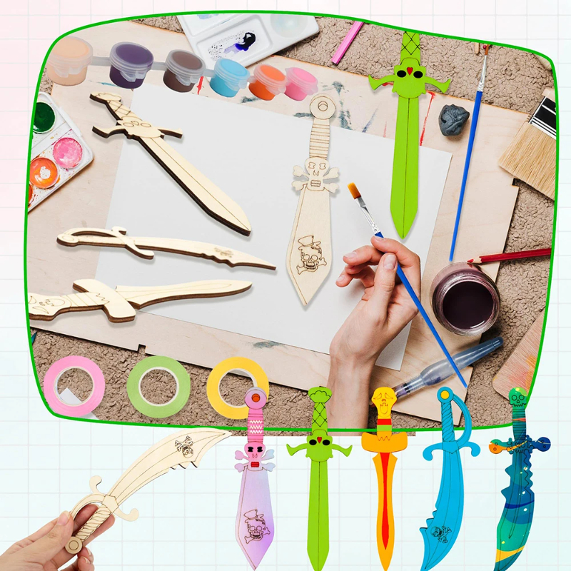 16pcs Kids Wooden Pirate Theme - Cosplay Prop Paint recensione e prezzo