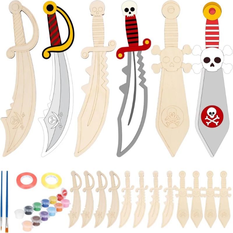 16pcs Kids Wooden Pirate Theme - Cosplay Prop Paint recensione e prezzo